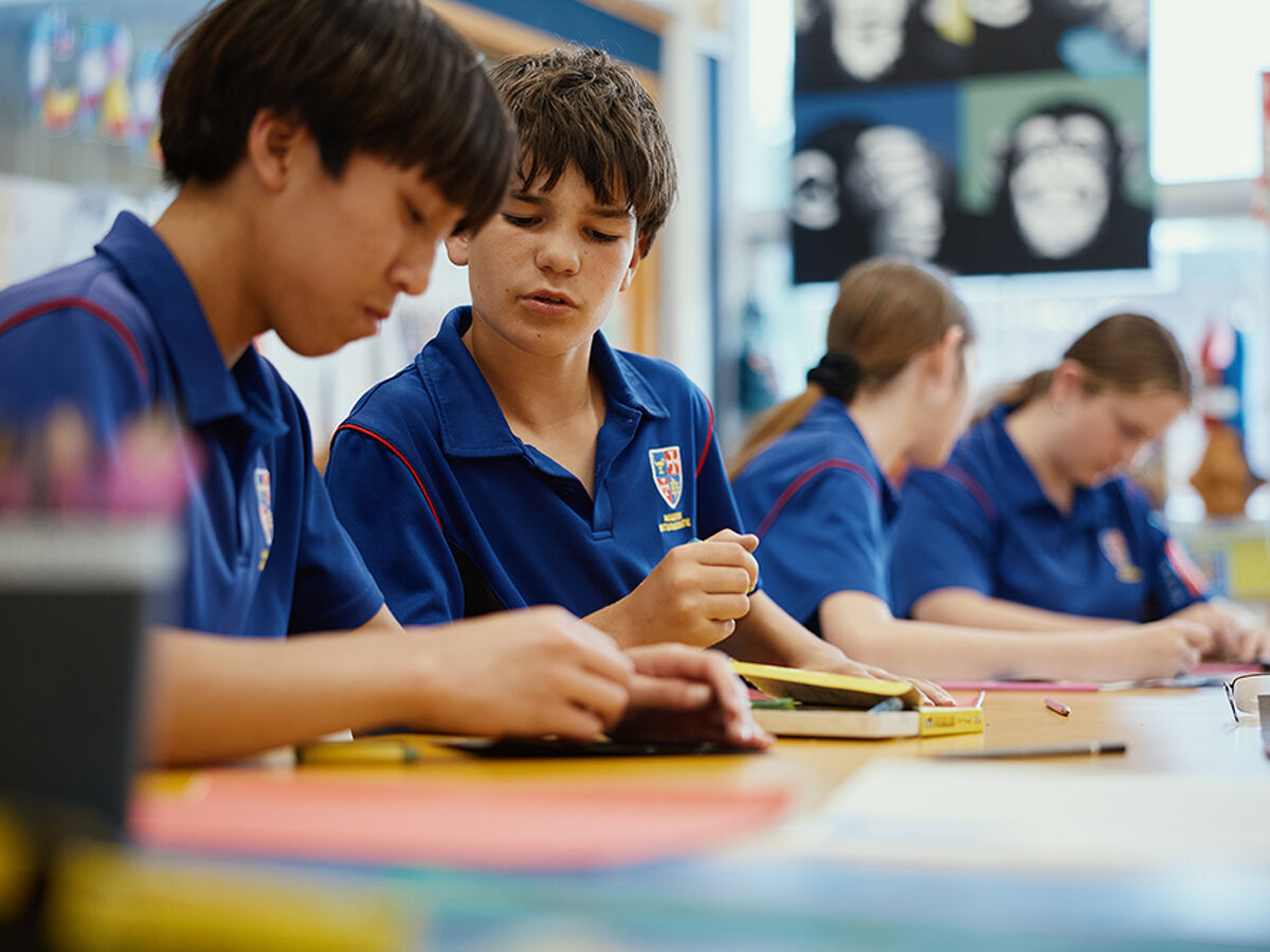 Students at Maeroa Intermediate studying in a classroom